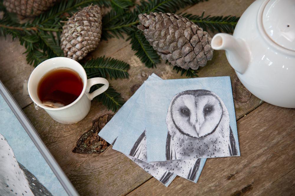SNOWY OWL Paper Napkins, Pack of 20