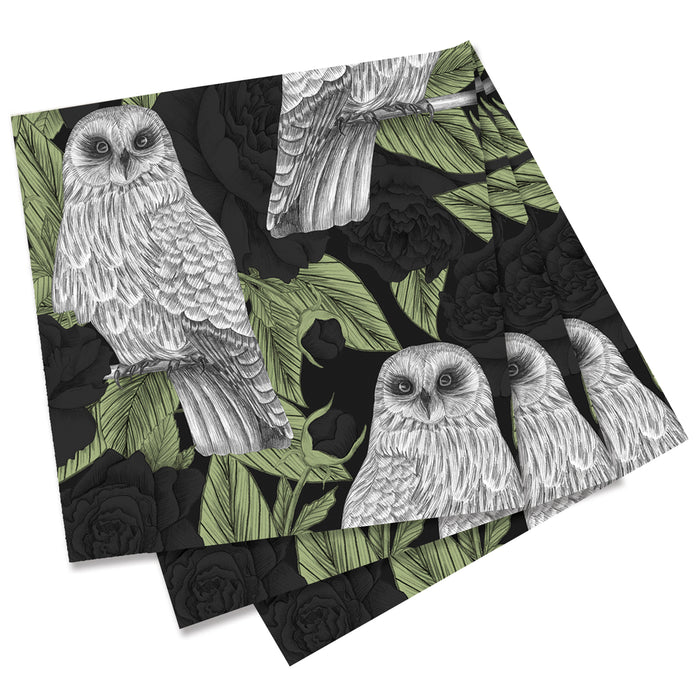 OWLS AND ROSES Paper Napkins, Pack of 20