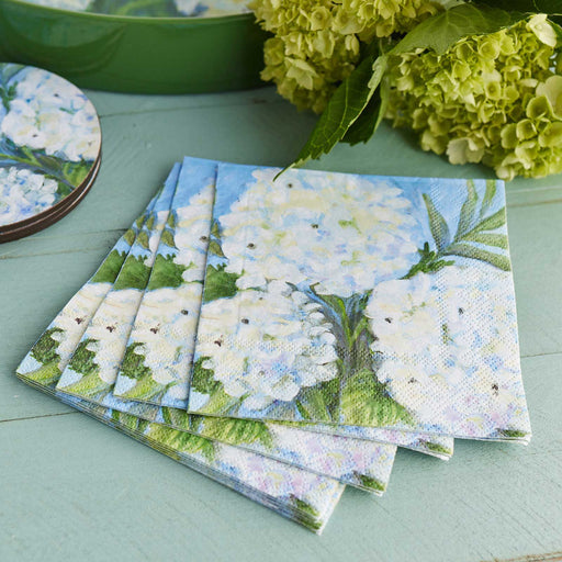 WHITE HYDRANGEAS Paper Napkins (Pack of 25)