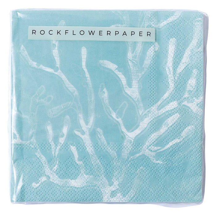 CERULEAN SEA CORAL Paper Cocktail Napkins, pack of 20