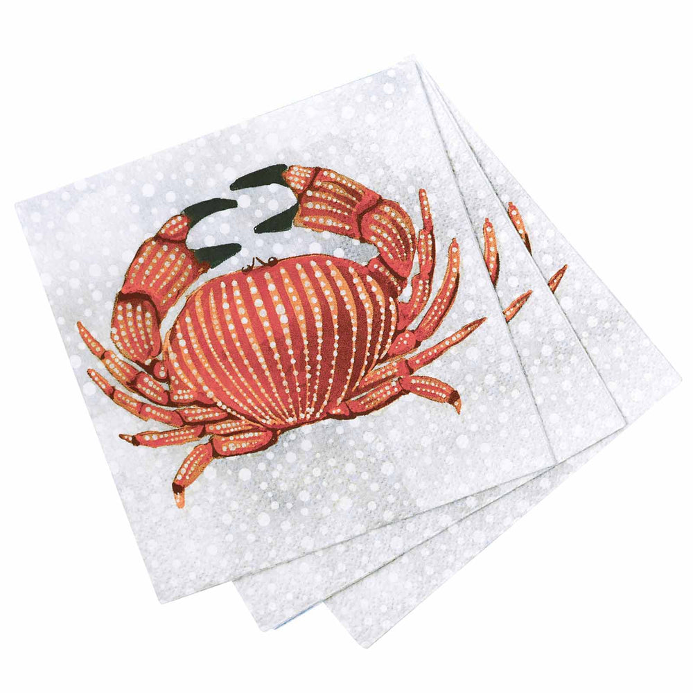 CRAB Paper Cocktail Napkins, pack of 20