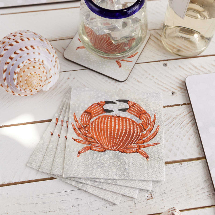 CRAB Paper Cocktail Napkins, pack of 20