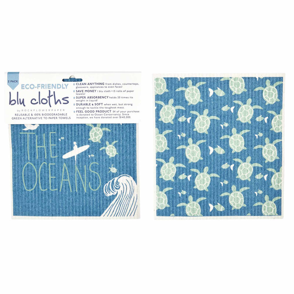 SAVE THE OCEANS blu Cloths Reusable Sponge-Cloth, Set of 2