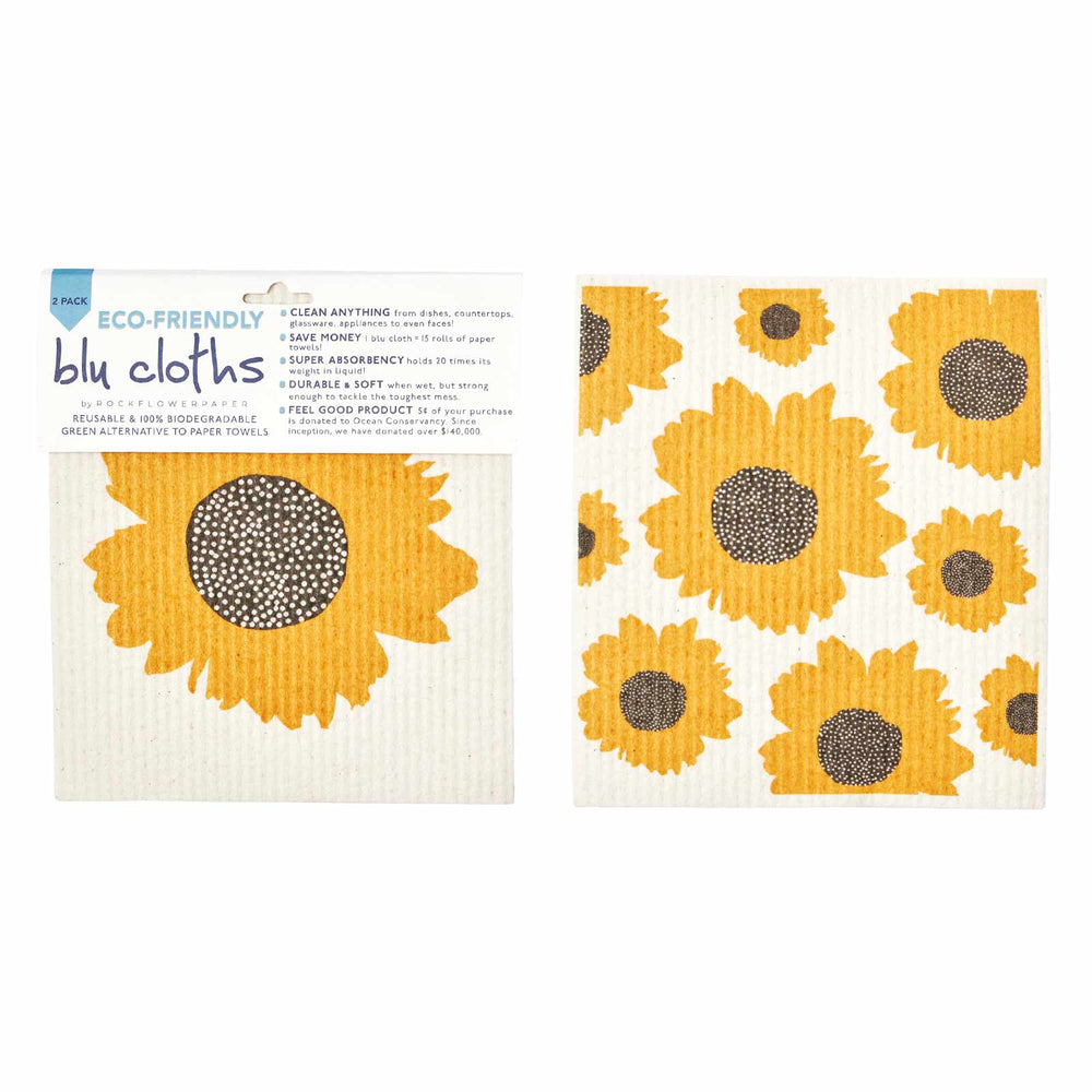 SUNFLOWERS blu Cloths Reusable Sponge-Cloth, Set of 2