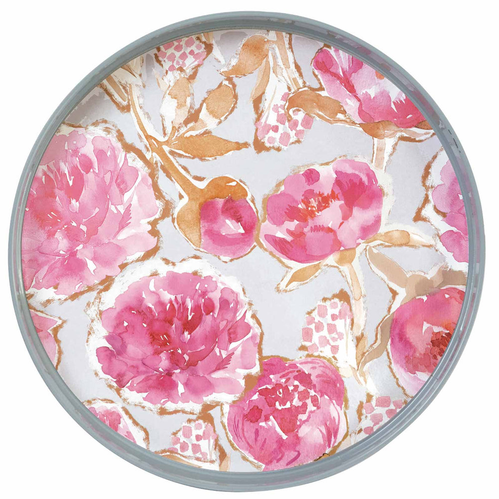 PEONIES 15 Inch Round Tray