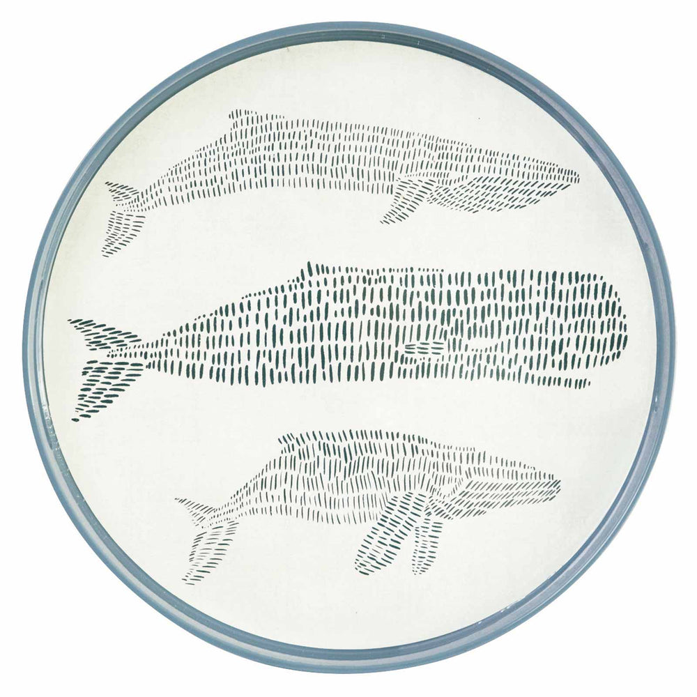 WHALES 15 inch Round Tray