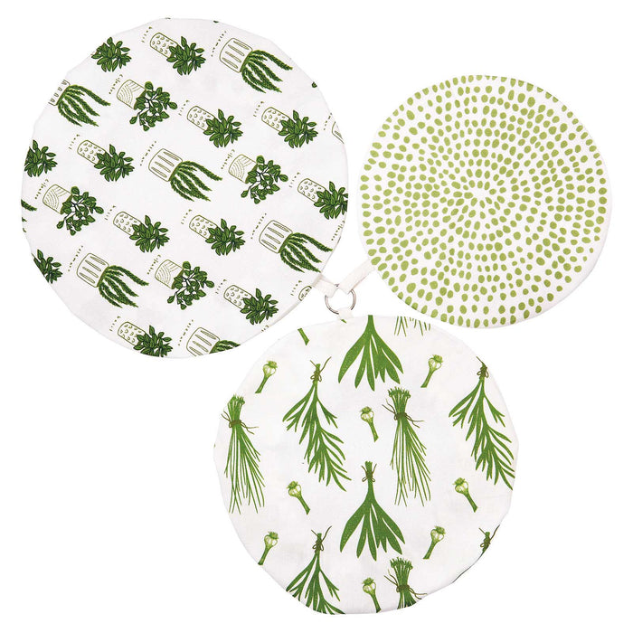 HERBS GREEN Dish Covers Set Of 3