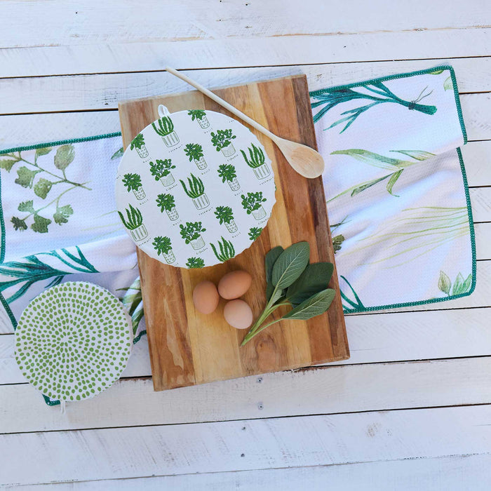 HERBS GREEN Dish Covers Set Of 3