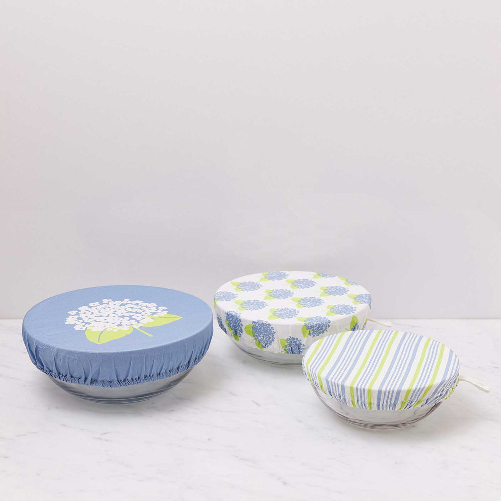 HYDRANGEA Cotton Dish Covers, set of 3