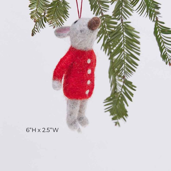 RED SWEATER MOUSE Felt Ornament