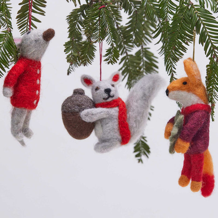 RED SWEATER MOUSE Felt Ornament