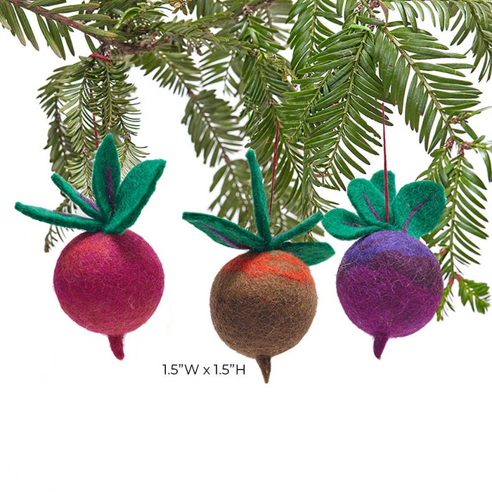 BEETS Felt Ornaments - 3 pc assortment