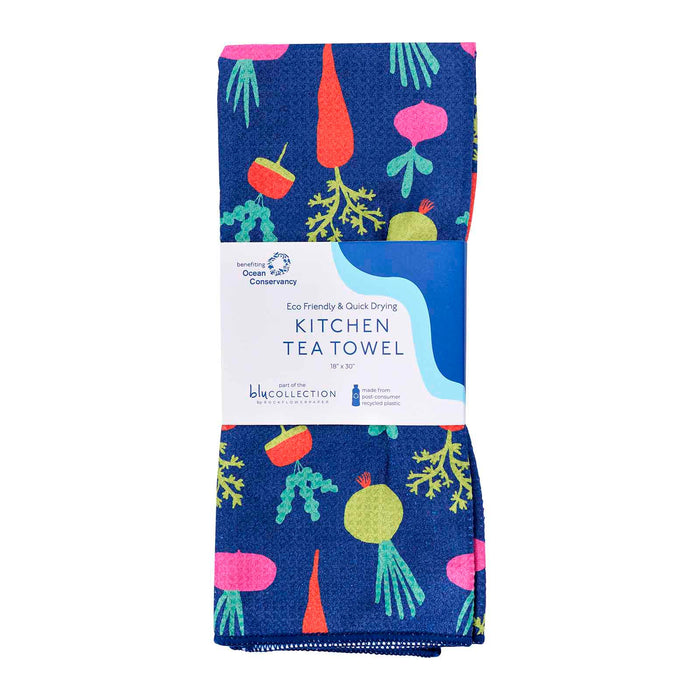 ROOT VEGGIES blu Kitchen Tea Towel