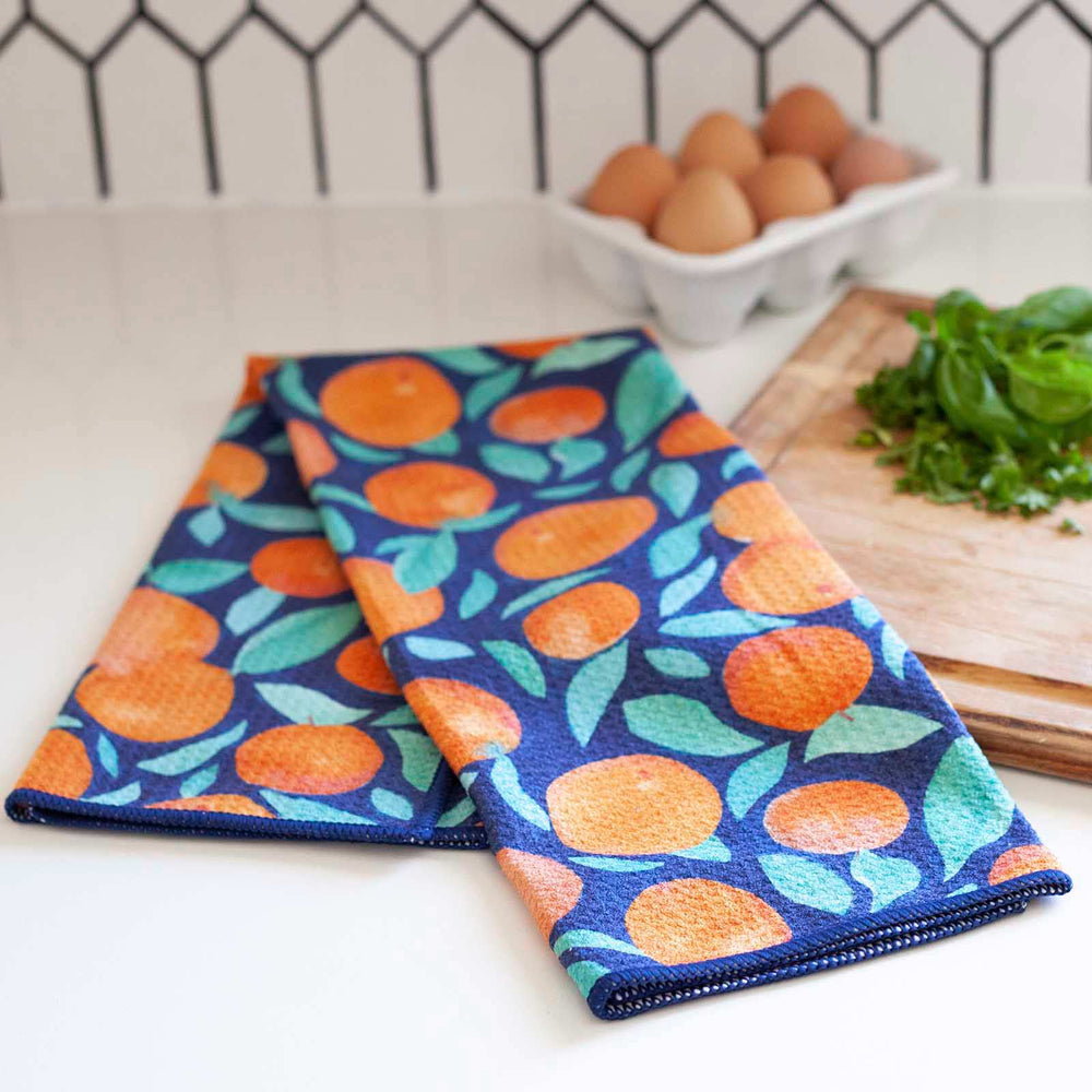 ORANGE CRUSH blu Kitchen Tea Towel