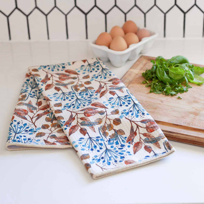 PASSION FLORA blu Kitchen Tea Towel