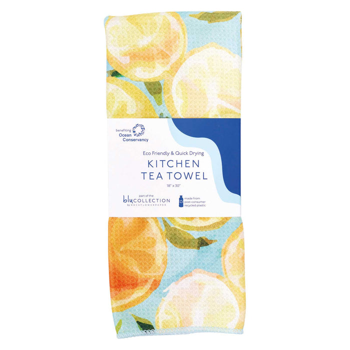 LEMON SLICES blu Kitchen Tea Towel