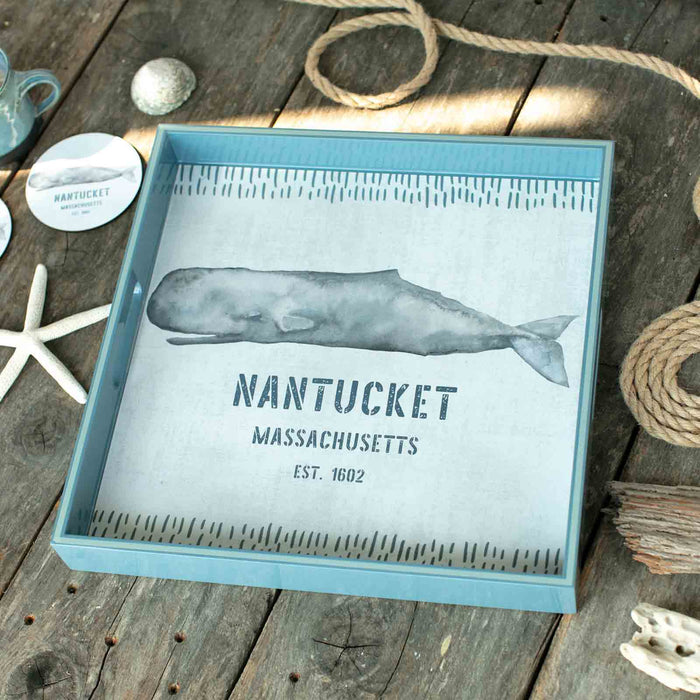 NANTUCKET WHALE 15 Inch Square Tray