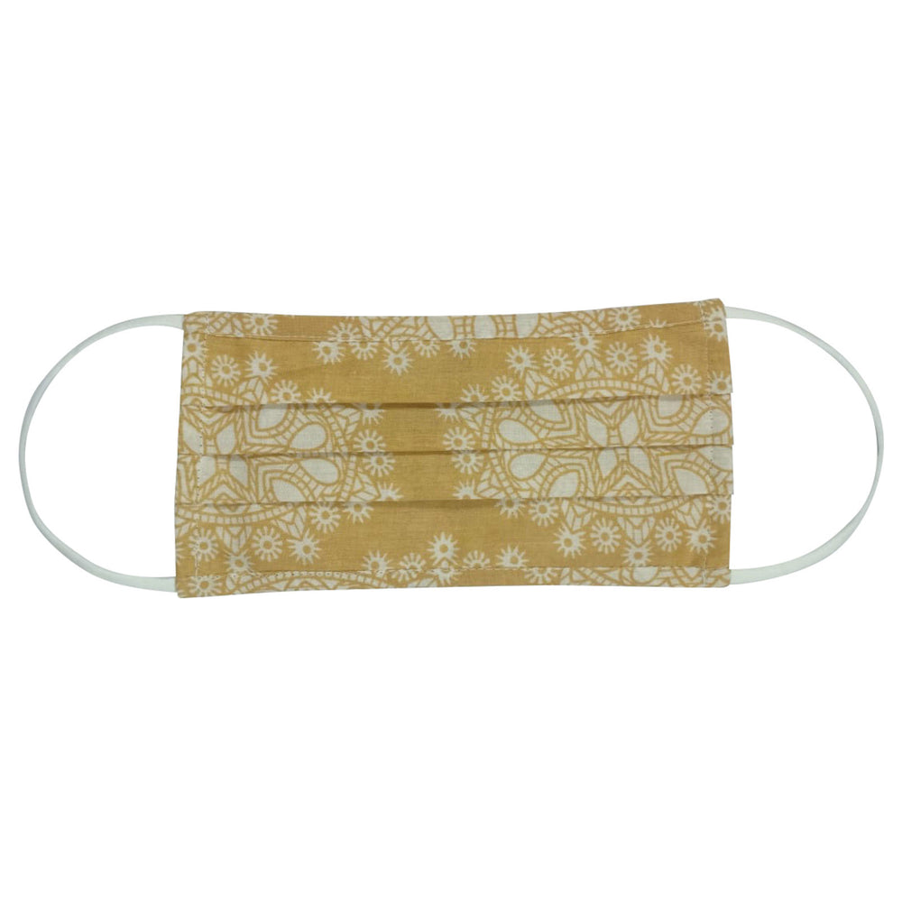 MEDALLION TAN Reusable Pleated Cotton Face Mask - Reduced Price!