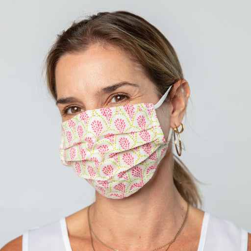 INGRID PINK Reusable Pleated Cotton Mask - Reduced Price!