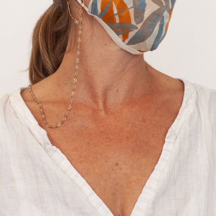 Gold Chain Beaded Face Mask Lanyard Necklace