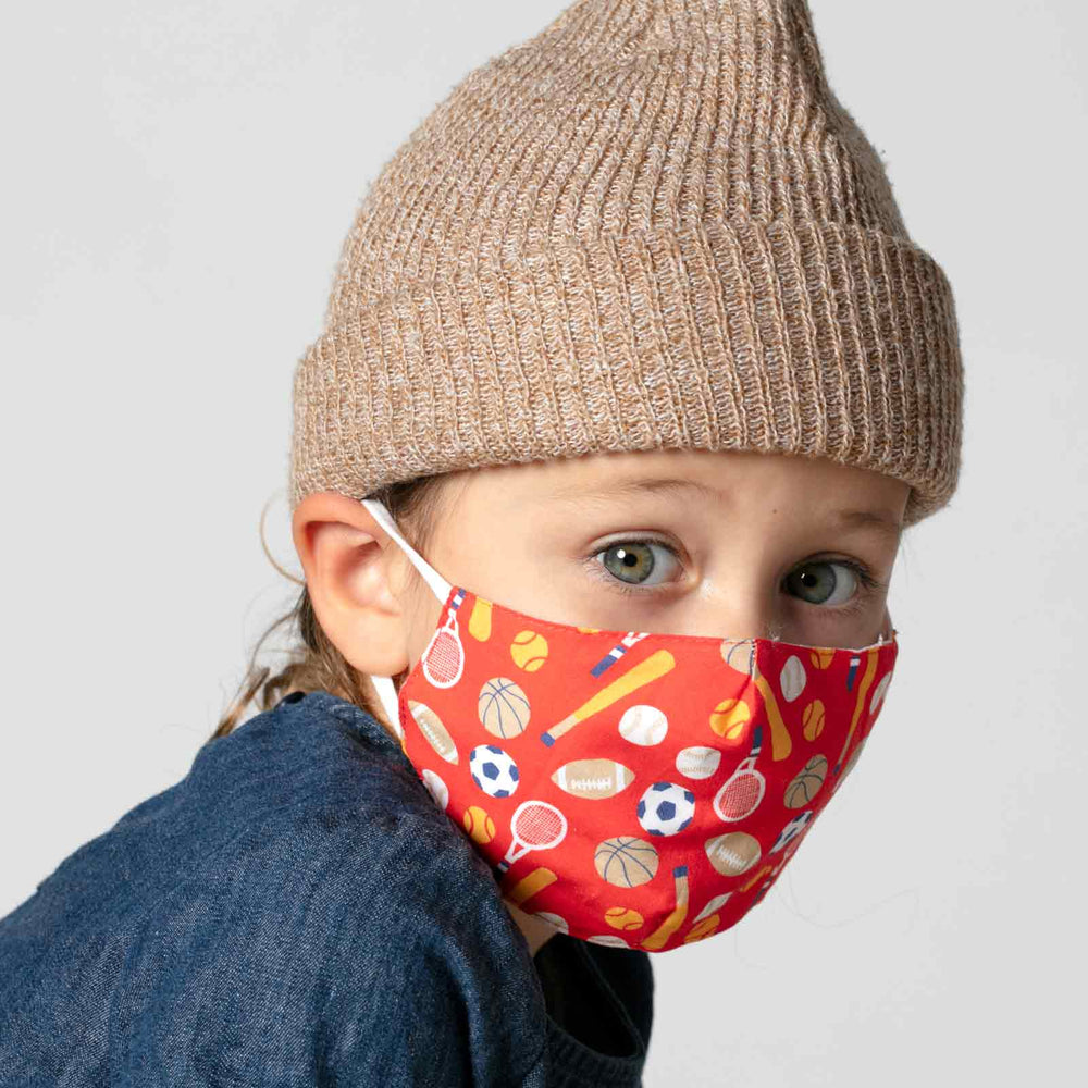 SPORTS RED Reusable Cotton Kid's Mask