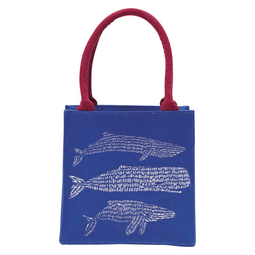 WHALES BLUE Itsy Bitsy Reusable Gift Bag Tote