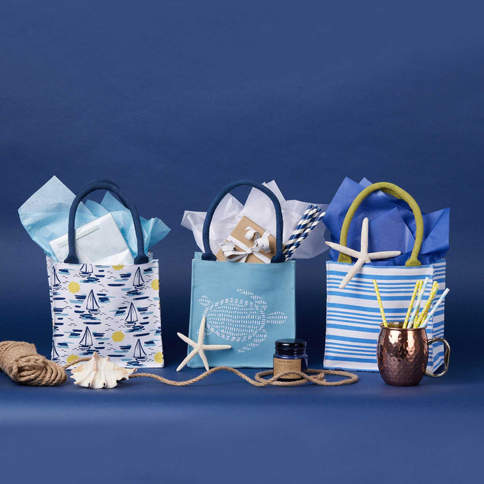 FRENCH BLUE STRIPE Itsy Bitsy Reusable Gift Bag Tote