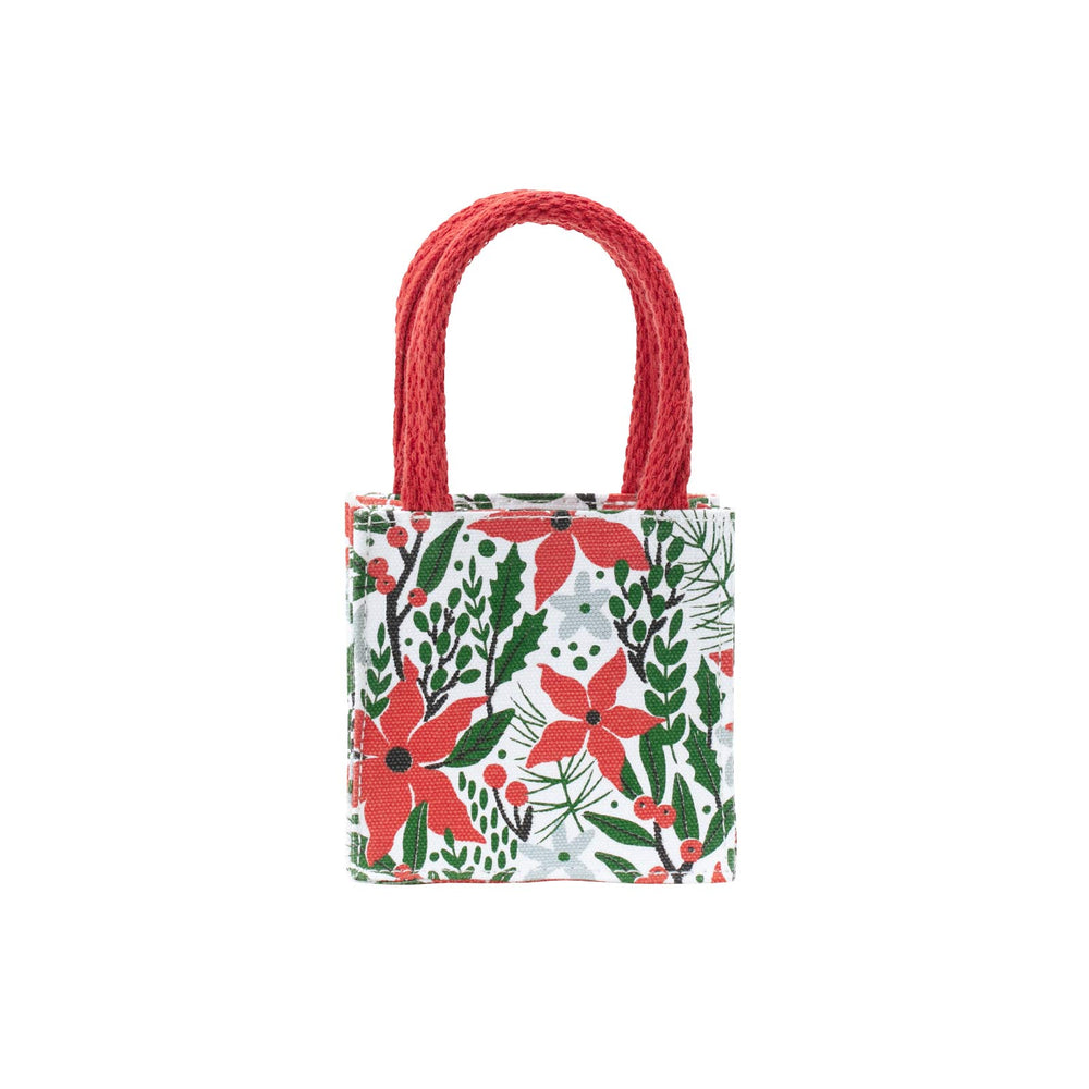 HOLIDAY POINSETTIA Itsy Bitsy Reusable Gift Bag Tote, Small