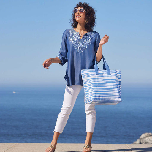 FRENCH BLUE STRIPE Carryall Tote Bag
