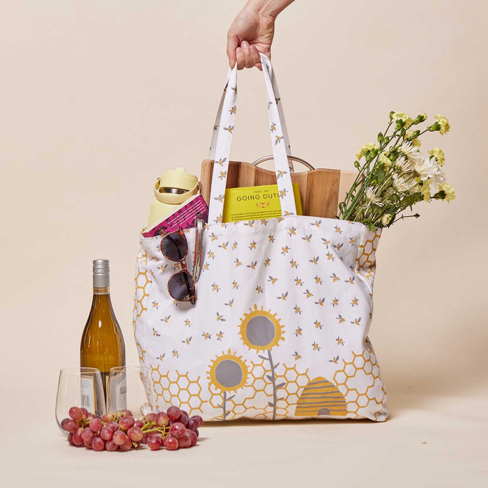 SUNFLOWER AND BEES Little Shopper Tote Bag