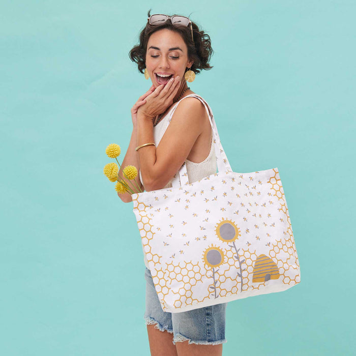 SUNFLOWER AND BEES Little Shopper Tote Bag