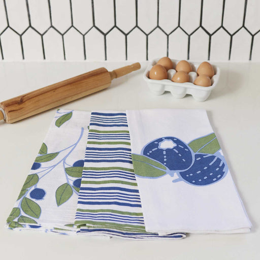 BLUEBERRIES Cotton Kitchen Towels, Set of 3