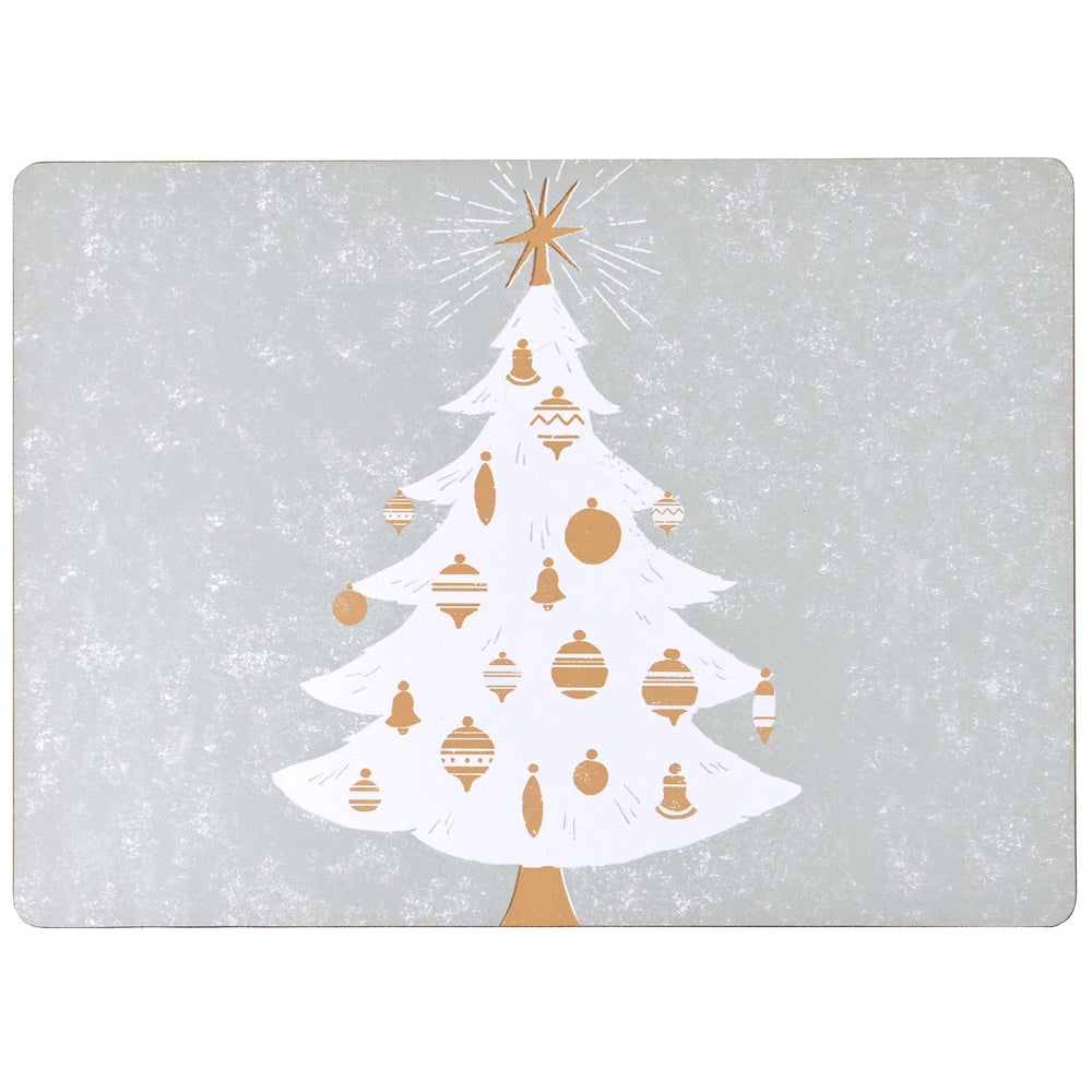 WINTER WHITE TREE Cork-Backed Placemats, Set/4