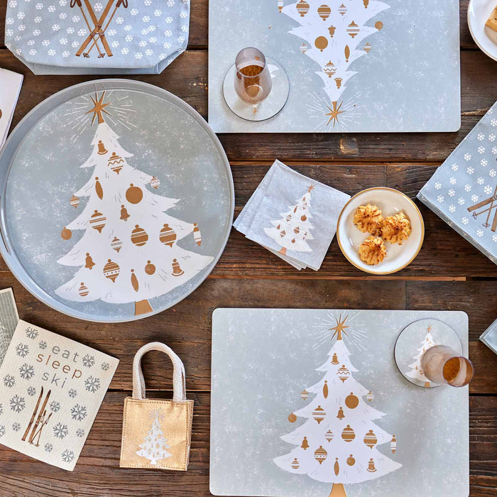 WINTER WHITE TREE Cork-Backed Placemats, Set/4