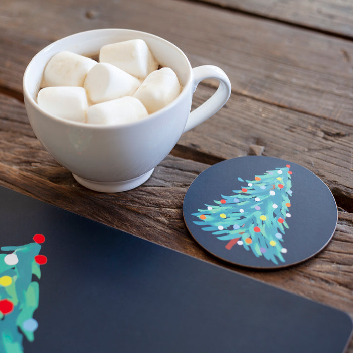 ABSTRACT CHRISTMAS TREE Round Coasters, Set of 4