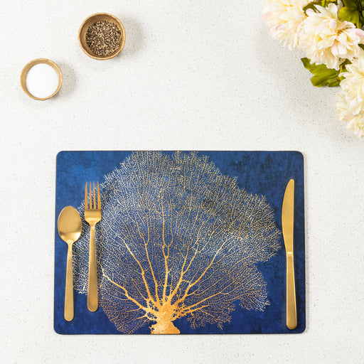 GOLD CORAL Cork-Backed Placemats, Set/4