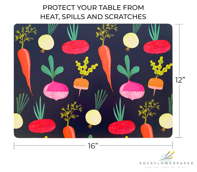 ROOT VEGGIE BLUE Cork-Backed Placemats, Set/4