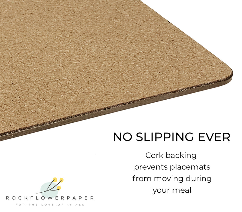 ROOT VEGGIE BLUE Cork-Backed Placemats, Set/4